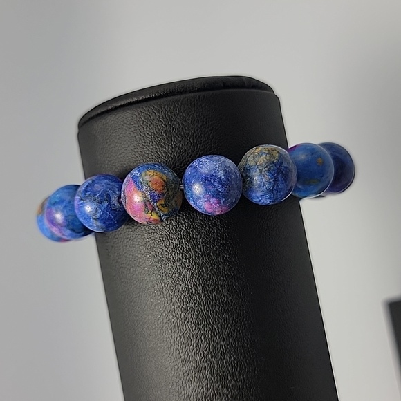 12.3mm Beauty Glittering Color Azurite & Malachite Crystal Beads Bracelet Bold - Picture 8 of 9